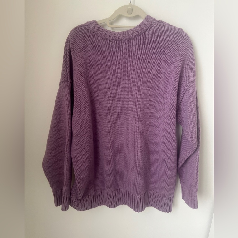 GAP Purple Cotton Knit Crewneck Sweater Tall Large - Picture 4 of 4